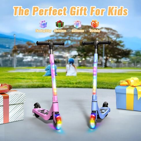 LIEAGLE Electric Scooter for Kids Ages 6-12, LED Light-Up Deck, Kids Scooters with 3 Adjustment Levels Handlebar to 36 Inches High,5.3" Wheel UL Certificated Kick Scooter in Saudi Arabia