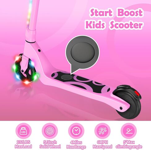 LIEAGLE Electric Scooter for Kids Ages 6-12, LED Light-Up Deck, Kids Scooters with 3 Adjustment Levels Handlebar to 36 Inches High,5.3" Wheel UL Certificated Kick Scooter in Saudi Arabia