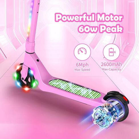 LIEAGLE Electric Scooter for Kids Ages 6-12, LED Light-Up Deck, Kids Scooters with 3 Adjustment Levels Handlebar to 36 Inches High,5.3" Wheel UL Certificated Kick Scooter in Saudi Arabia