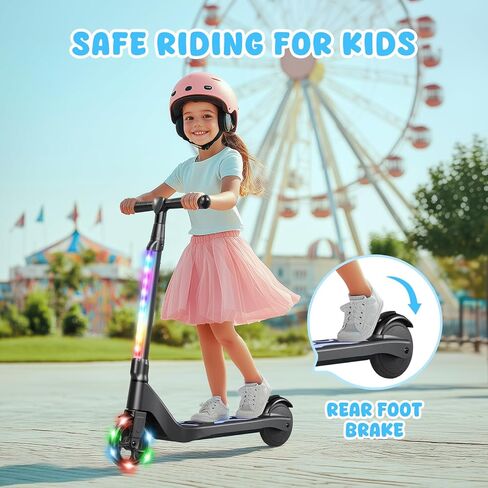 LIEAGLE Electric Scooter for Kids Ages 6-12, LED Light-Up Deck, Kids Scooters with 3 Adjustment Levels Handlebar to 36 Inches High,5.3" Wheel UL Certificated Kick Scooter in Saudi Arabia