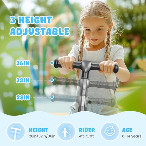 LIEAGLE Electric Scooter for Kids Ages 6-12, LED Light-Up Deck, Kids Scooters with 3 Adjustment Levels Handlebar to 36 Inches High,5.3" Wheel UL Certificated Kick Scooter in Saudi Arabia
