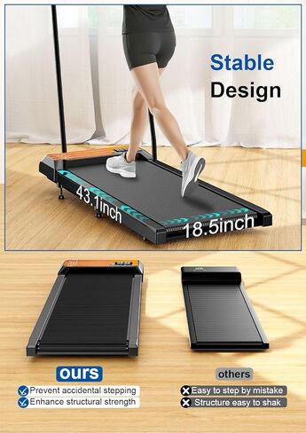 Smart Queen Walking Treadmill Pad with Removable Handle,2.5HP Portable Treadmills for Home and Office, 270lbs Capacity Under Desk Treadmill with APP &Remote Control, LED Display in Saudi Arabia