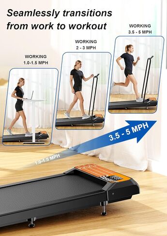 Smart Queen Walking Treadmill Pad with Removable Handle,2.5HP Portable Treadmills for Home and Office, 270lbs Capacity Under Desk Treadmill with APP &Remote Control, LED Display in Saudi Arabia