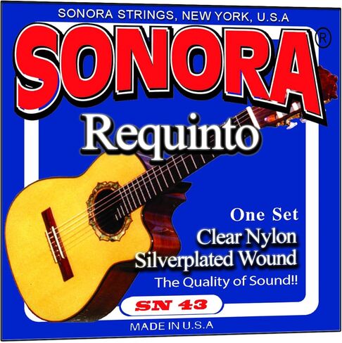 صُنعت في الولايات المتحدة الأمريكية، سلاسل Sonora SN43 Requinto من النايلون الشفاف المطلي بالفضة Cuerdas Requinto، جودة الصوت - (مجموعتان) in Kuwait