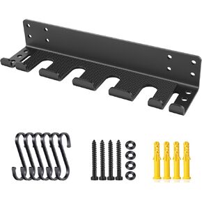 Heavy Duty Wall Mounted Barbell Holder, 5.8mm Thick Olympic Barbell Storage Rack with Hooks, Fits Bars Under 33mm, Space-Saving Home Gym Fitness Equipment Hanger in Saudi Arabia