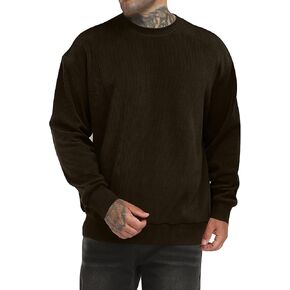 Mens Corduroy Sweatshirt Retro Metal Button Heavyweight Casual Workwear Warm Stylish Pullover S-2XL in Kuwait