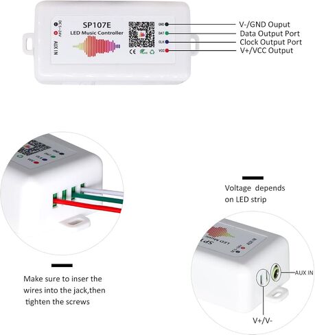 2 Pack SP107E LED Controller –Music Sync for WS2812B/Ws2811/SK6812 IC Strips & LED Pixel Matrix Panel, Smart App Control, 16 Million Colors, Commercial/Home Lighting in Saudi Arabia