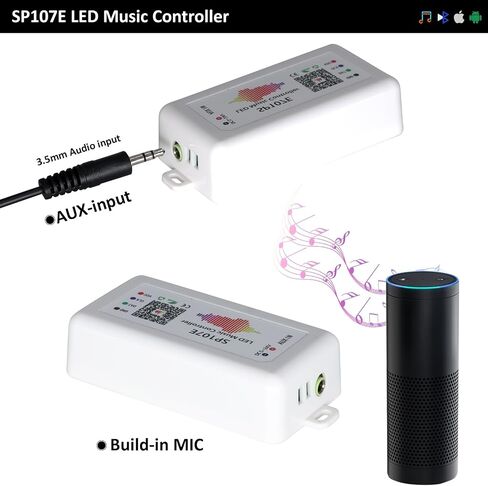 2 Pack SP107E LED Controller –Music Sync for WS2812B/Ws2811/SK6812 IC Strips & LED Pixel Matrix Panel, Smart App Control, 16 Million Colors, Commercial/Home Lighting in Saudi Arabia