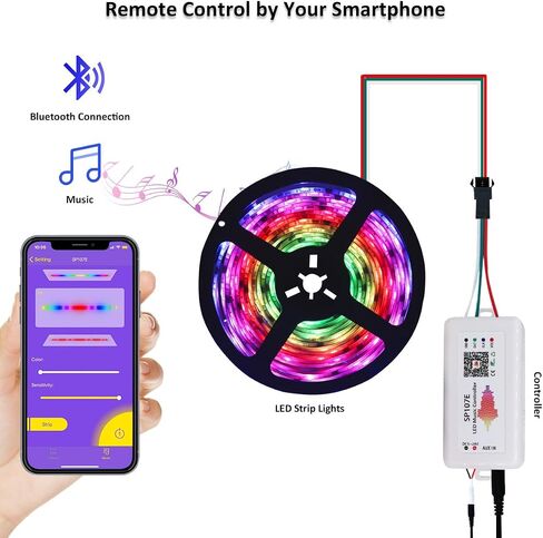 2 Pack SP107E LED Controller –Music Sync for WS2812B/Ws2811/SK6812 IC Strips & LED Pixel Matrix Panel, Smart App Control, 16 Million Colors, Commercial/Home Lighting in Saudi Arabia