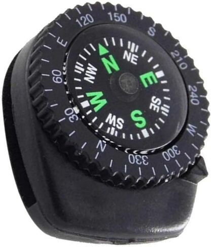 Mini Black Button Navigation Device - Compact Survival Compass for Hiking, Camping, Boating - Liquid-Filled Pocket Compass for Trekking, Wristband Navigation Tool, Compasses in Saudi Arabia
