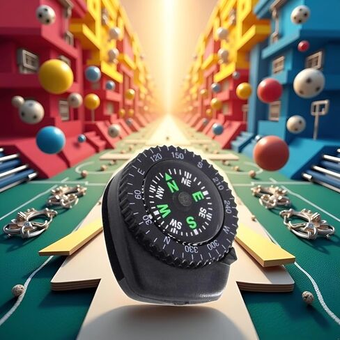 Mini Black Button Navigation Device - Compact Survival Compass for Hiking, Camping, Boating - Liquid-Filled Pocket Compass for Trekking, Wristband Navigation Tool, Compasses in Saudi Arabia