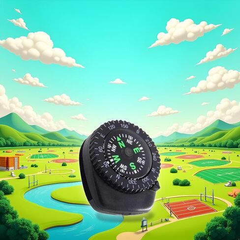 Mini Black Button Navigation Device - Compact Survival Compass for Hiking, Camping, Boating - Liquid-Filled Pocket Compass for Trekking, Wristband Navigation Tool, Compasses in Saudi Arabia