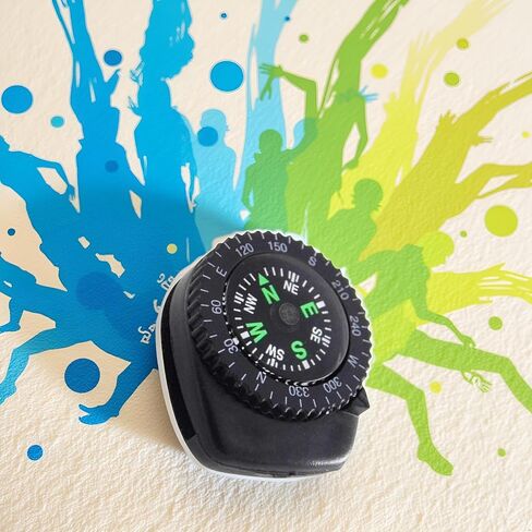 Mini Black Button Navigation Device - Compact Survival Compass for Hiking, Camping, Boating - Liquid-Filled Pocket Compass for Trekking, Wristband Navigation Tool, Compasses in Saudi Arabia