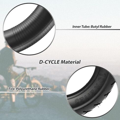 Heavy Duty 10x2.125/10 x 2 Tire and Inner Tube with Bent Valve Stem for Smart Electric Balance Scooter Bike, Stroller, Bicycle, Tricycle 10" inch Unicycle in Kuwait