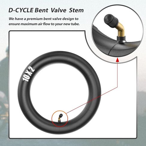 Heavy Duty 10x2.125/10 x 2 Tire and Inner Tube with Bent Valve Stem for Smart Electric Balance Scooter Bike, Stroller, Bicycle, Tricycle 10" inch Unicycle in Kuwait