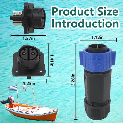 Trolling Motor Plug Receptacle Set, 12V/24V/ 36V/48V Plug for Trolling Motor, Electric Down Riggers, Deep Drop Electric Fishing Reels and DC Powered Connector in Saudi Arabia