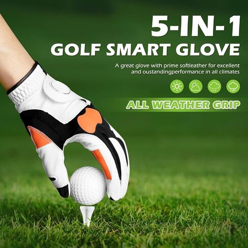 Grip Training Golf Glove, Golf Gloves Men Left Hand, Mark with Orange Shiny Material, Visual Guidance Grip Swing, Correcting Griping and Positioning a Club Hand Positions in Saudi Arabia