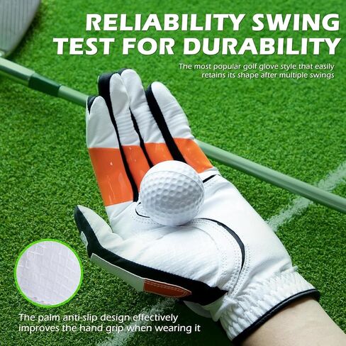 Grip Training Golf Glove, Golf Gloves Men Left Hand, Mark with Orange Shiny Material, Visual Guidance Grip Swing, Correcting Griping and Positioning a Club Hand Positions in Saudi Arabia
