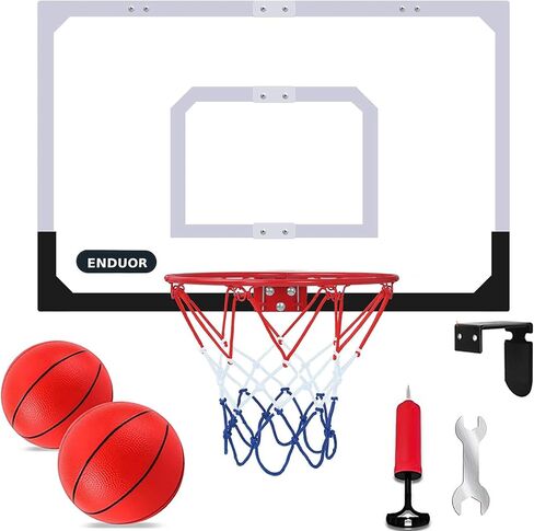 Basketball Hoop Indoor for Kids & Adults, 26 x 17in Wall Mount or Over The Door Basketball Hoop, Complete Set with 2 Basket Balls & Pump, Easy to Install for Room, Office, or Classroom in Saudi Arabia