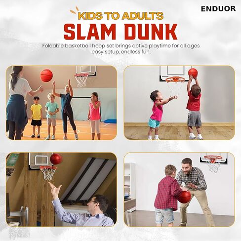 Basketball Hoop Indoor for Kids & Adults, 26 x 17in Wall Mount or Over The Door Basketball Hoop, Complete Set with 2 Basket Balls & Pump, Easy to Install for Room, Office, or Classroom in Saudi Arabia