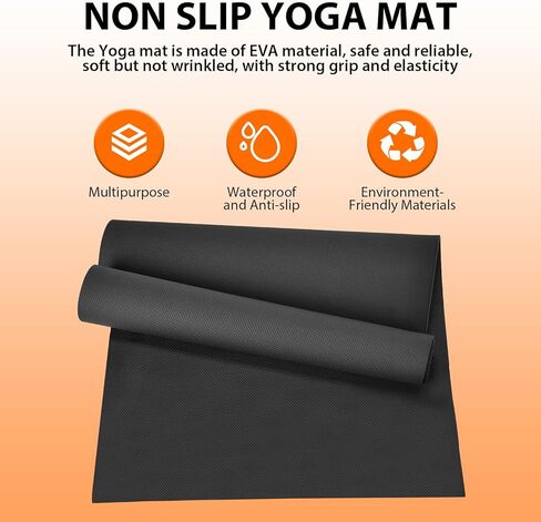 10 قطع من سجادات اليوجا، مقاس 68 بوصة × 24 بوصة × 4 مم سميكة للأطفال والكبار، مجموعة سجادات رياضية مضادة للانزلاق ومقاومة للتمزق لليوجا في الهواء الطلق، أو البيلاتس أو التمرين in Kuwait
