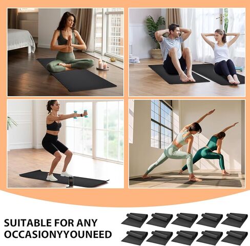 10 قطع من سجادات اليوجا، مقاس 68 بوصة × 24 بوصة × 4 مم سميكة للأطفال والكبار، مجموعة سجادات رياضية مضادة للانزلاق ومقاومة للتمزق لليوجا في الهواء الطلق، أو البيلاتس أو التمرين in Kuwait