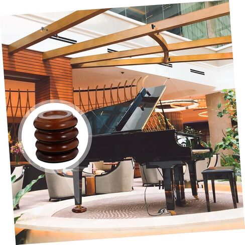 Vaguelly 4Pcs Brown Wooden Piano Foot Pad Non-Slip Anti-Noise Floor Protector for Grand Piano Soundproof Mat for Hardwood Floors Accessories in Saudi Arabia
