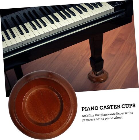 Vaguelly 4Pcs Brown Wooden Piano Foot Pad Non-Slip Anti-Noise Floor Protector for Grand Piano Soundproof Mat for Hardwood Floors Accessories in Saudi Arabia