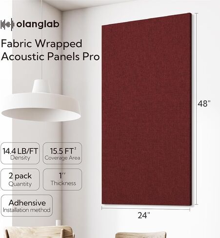 Olanglab Acoustic Panels 2 Pack, 48''x24'' Large Sound Panels, Fabric Wrapped Sound Proof Foam Panels for Walls, Sound Absorbing Panels for Recording Studio Acoustical Treatments (Dark Gray) in Saudi Arabia