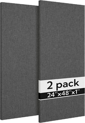 Olanglab Acoustic Panels 2 Pack, 48''x24'' Large Sound Panels, Fabric Wrapped Sound Proof Foam Panels for Walls, Sound Absorbing Panels for Recording Studio Acoustical Treatments (Dark Gray) in Saudi Arabia