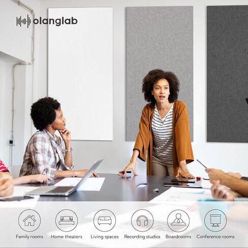 Olanglab Acoustic Panels 2 Pack, 48''x24'' Large Sound Panels, Fabric Wrapped Sound Proof Foam Panels for Walls, Sound Absorbing Panels for Recording Studio Acoustical Treatments (Dark Gray) in Saudi Arabia