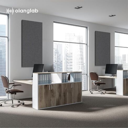 Olanglab Acoustic Panels 2 Pack, 48''x24'' Large Sound Panels, Fabric Wrapped Sound Proof Foam Panels for Walls, Sound Absorbing Panels for Recording Studio Acoustical Treatments (Dark Gray) in Saudi Arabia