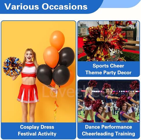 Lovecheer 5 قطع بوم بومس للتشجيع مع حبال الشعر الصغيرة الكريات المشجعة هدايا ديكور المعصم للرياضة وكرة السلة والهوكي وكرة القدم والعام الجديد وحفلات أعياد الميلاد والرقص in Kuwait
