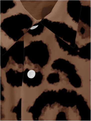 Men's 2 Piece Leopard Print Outfits Cheetah Button Down Shirts and Drawstring Shorts Set Vacation Outfits in Saudi Arabia