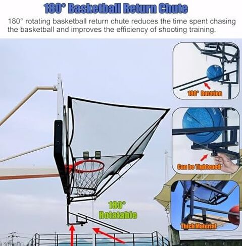 Portable Basketball Shot Returner System - Rebounder Net Trainer for Kids, Teens, Adults - Foldable Metal Hanging Device for Beginners - Enhance Shooting Skills in Saudi Arabia