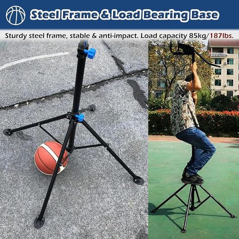 Basketball Hoop Metal Ball Return Attachment - 180° Rotating Rebounder Net for Youth & Adults, Home Gym Shot Trainer for Improved Shooting Efficiency & Practice in Saudi Arabia