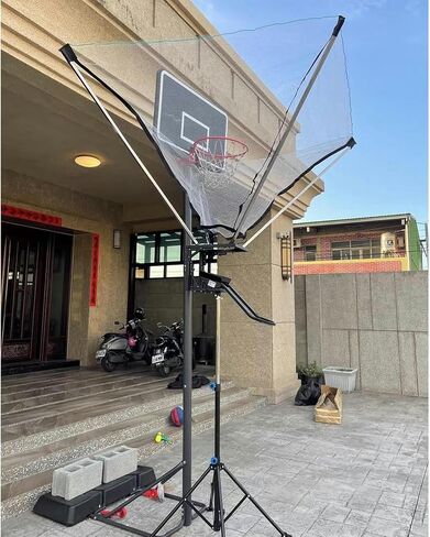 Basketball Hoop Metal Ball Return Attachment - 180° Rotating Rebounder Net for Youth & Adults, Home Gym Shot Trainer for Improved Shooting Efficiency & Practice in Saudi Arabia