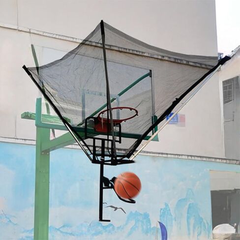 Foldable Basketball Hoop with Metal Ball Return, 180° Rotating Shot Trainer for Teens & Adults, Basketball Rebounder Net for Home Gym & Yard Training Efficiency in Saudi Arabia