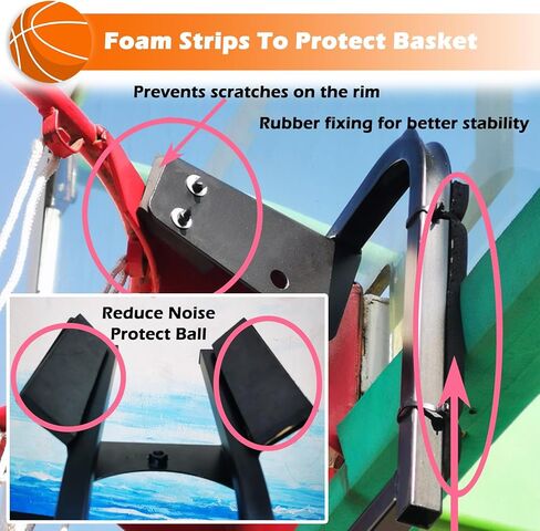 Foldable Basketball Hoop with Metal Ball Return, 180° Rotating Shot Trainer for Teens & Adults, Basketball Rebounder Net for Home Gym & Yard Training Efficiency in Saudi Arabia