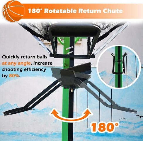 Foldable Basketball Hoop with Metal Ball Return, 180° Rotating Shot Trainer for Teens & Adults, Basketball Rebounder Net for Home Gym & Yard Training Efficiency in Saudi Arabia