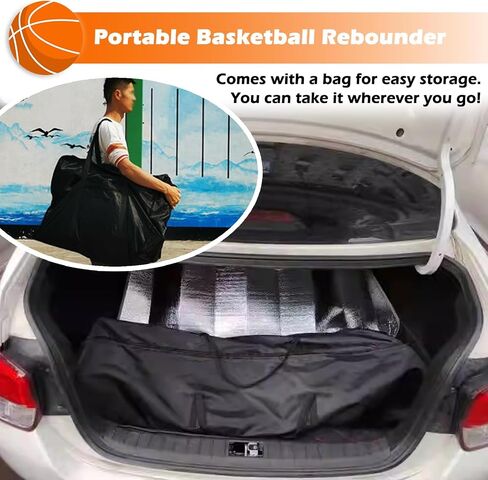 Foldable Basketball Hoop with Metal Ball Return, 180° Rotating Shot Trainer for Teens & Adults, Basketball Rebounder Net for Home Gym & Yard Training Efficiency in Saudi Arabia