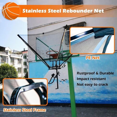 Foldable Basketball Hoop with Metal Ball Return, 180° Rotating Shot Trainer for Teens & Adults, Basketball Rebounder Net for Home Gym & Yard Training Efficiency in Saudi Arabia