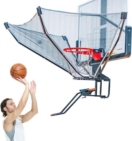 Portable Basketball Shot Returner System - Black Rotatable Rebounder & Guard Net Set for Indoor/Outdoor Training - Enhance Shooting Skills & Improve Accuracy in Saudi Arabia