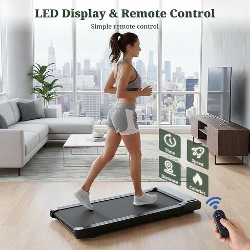 وسادة المشي تحت المكتب، محرك هادئ 1.75 حصان للمكتب المنزلي، آلة الركض المحمولة مع تطبيق ذكي وجهاز تحكم عن بعد، شاشة LED in Kuwait