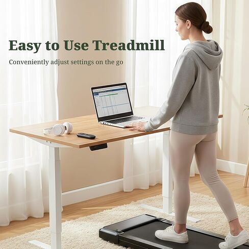 وسادة المشي تحت المكتب، محرك هادئ 1.75 حصان للمكتب المنزلي، آلة الركض المحمولة مع تطبيق ذكي وجهاز تحكم عن بعد، شاشة LED in Kuwait