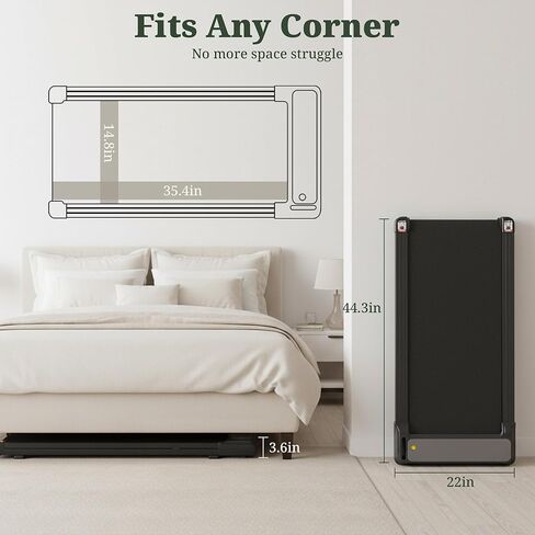 وسادة المشي تحت المكتب، محرك هادئ 1.75 حصان للمكتب المنزلي، آلة الركض المحمولة مع تطبيق ذكي وجهاز تحكم عن بعد، شاشة LED in Kuwait