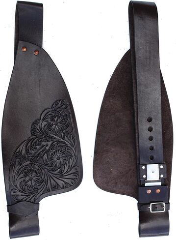CHALLENGER Horse Western Adult Tooled Brown Leather Replacement Saddle Fenders 5223DB in Saudi Arabia
