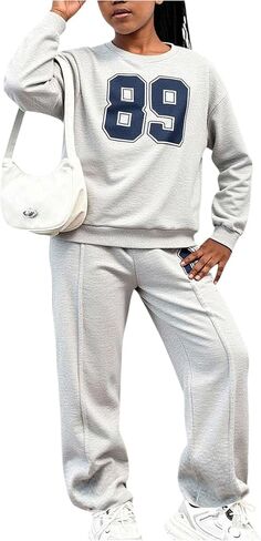 Girl's 2 Piece Outfits Sweatsuit Graphic Jersey Sweatshirts and Sweatpants Set Sports Clothing Sets in Saudi Arabia
