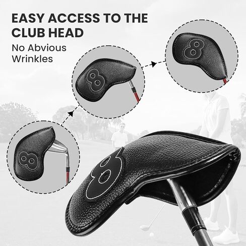 Golf Iron Covers Set Strong Magnetic Closure Value 10 Pack, Double Side Number Synthetic Leather Deluxe Club Headcover, Universal Head Cover Fit Main Irons Clubs for Women Men in Saudi Arabia