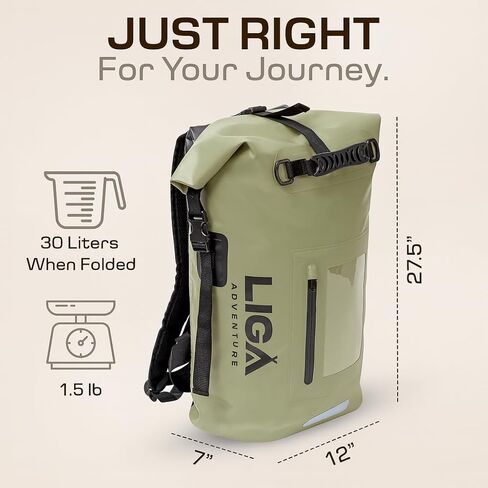 LIGA Waterproof Duffel Bag – 30L – Heavy Duty Roll-Top Closure – Fully Waterproof – Cushioned Comfort – Dry Bag for Hiking, Kayak, Travel, Biking, Camping, Fishing (Yellow) in Saudi Arabia